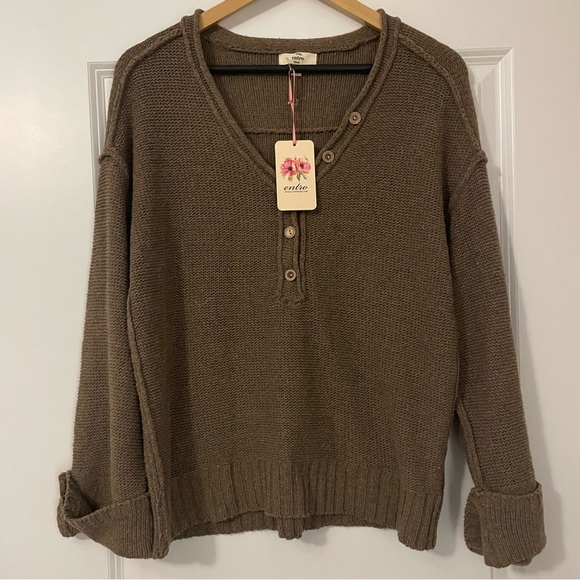NWT Vici for Entro Brown Chunky Oversized Sweater - Picture 5 of 9